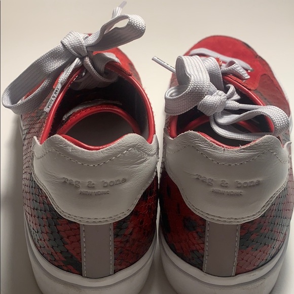 Rag and Bone Rb Army Low Red Snakeskin Sneakers - Picture 7 of 9